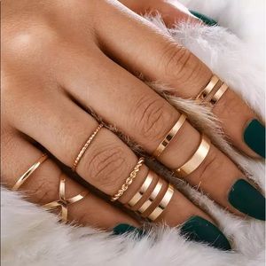 “Diana” Chic Trendy Gold Adjustable Cute Ring Set